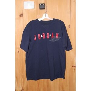 Nike Air Jordan Shirt Mens XL Blue Spell out Wings Logo Vintage Made In Canada